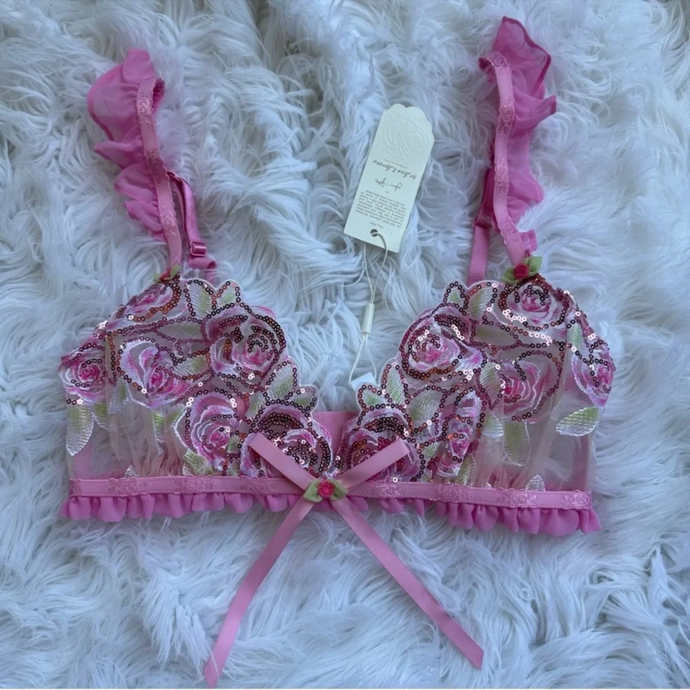 For Love & Lemons • Doreen Sequin Frilly Rose Bralette - Picture 9 of 15
